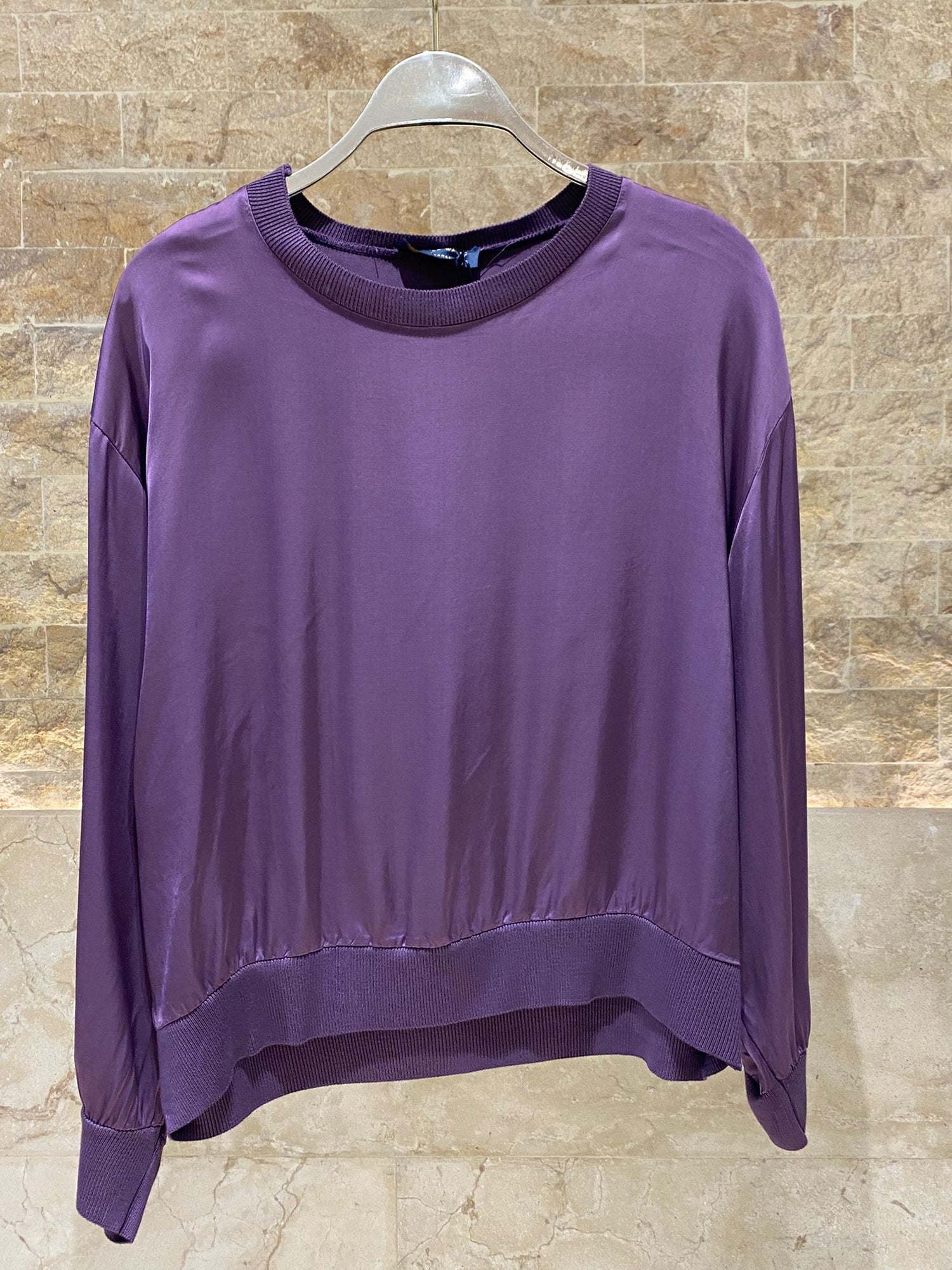 Oversized Satin Top – DB13993VS - Brown Loft