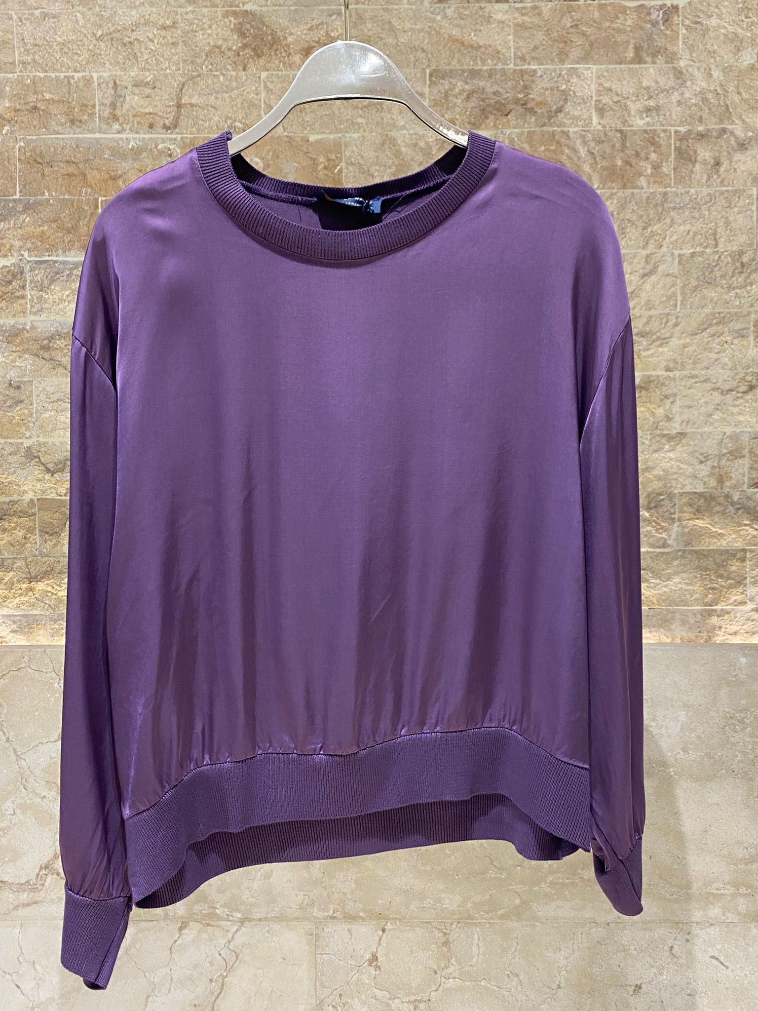 Oversized Satin Top – DB13993VS - Brown Loft