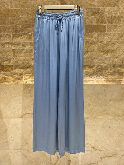 DB14570VS Wide Leg Satin Pants بنطلون ساتان واسع الساق - Brown Loft
