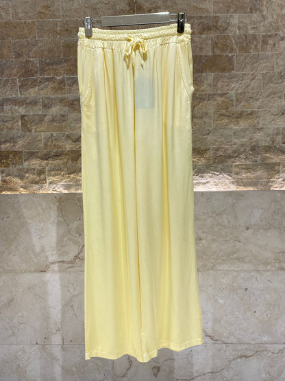 DB14570VS Wide Leg Satin Pants بنطلون ساتان واسع الساق - Brown Loft