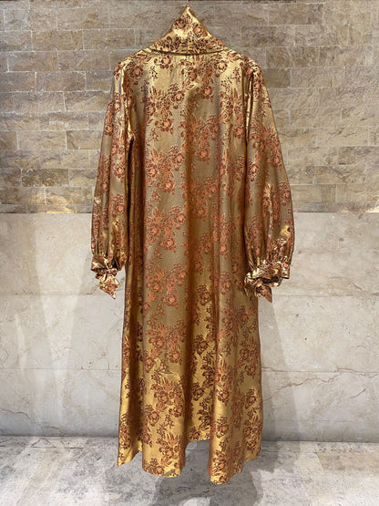 Daiki Ornate Floral Patterned Kimono - Brown Loft