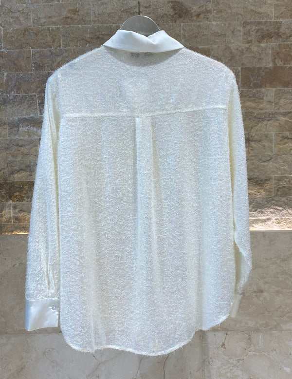 Darcy Sequins Mohair Oversized Shirt قميص موهير واسع مزين بالترتر