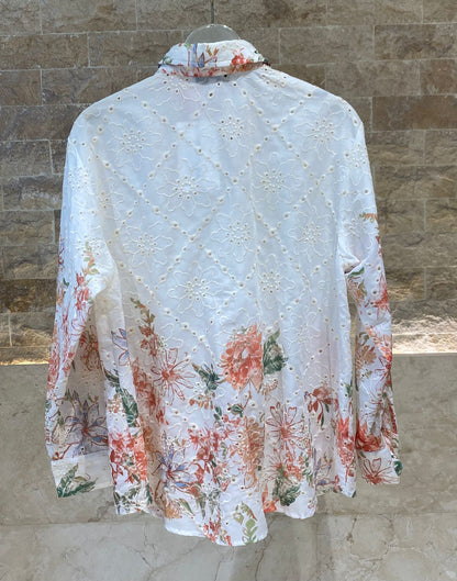 Delia Embroidered Oversized Shirt قميص مطرز واسع - Brown Loft