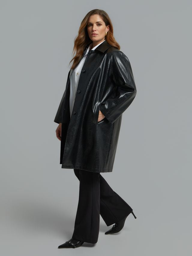 Textured Faux Leather Midi Coat 8603.4028.N