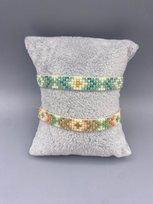 Extra Small Beige Braided Thread Beads Bracelet