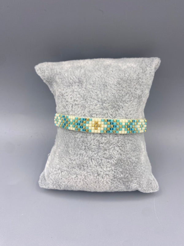 Extra Small Beige Braided Thread Beads Bracelet