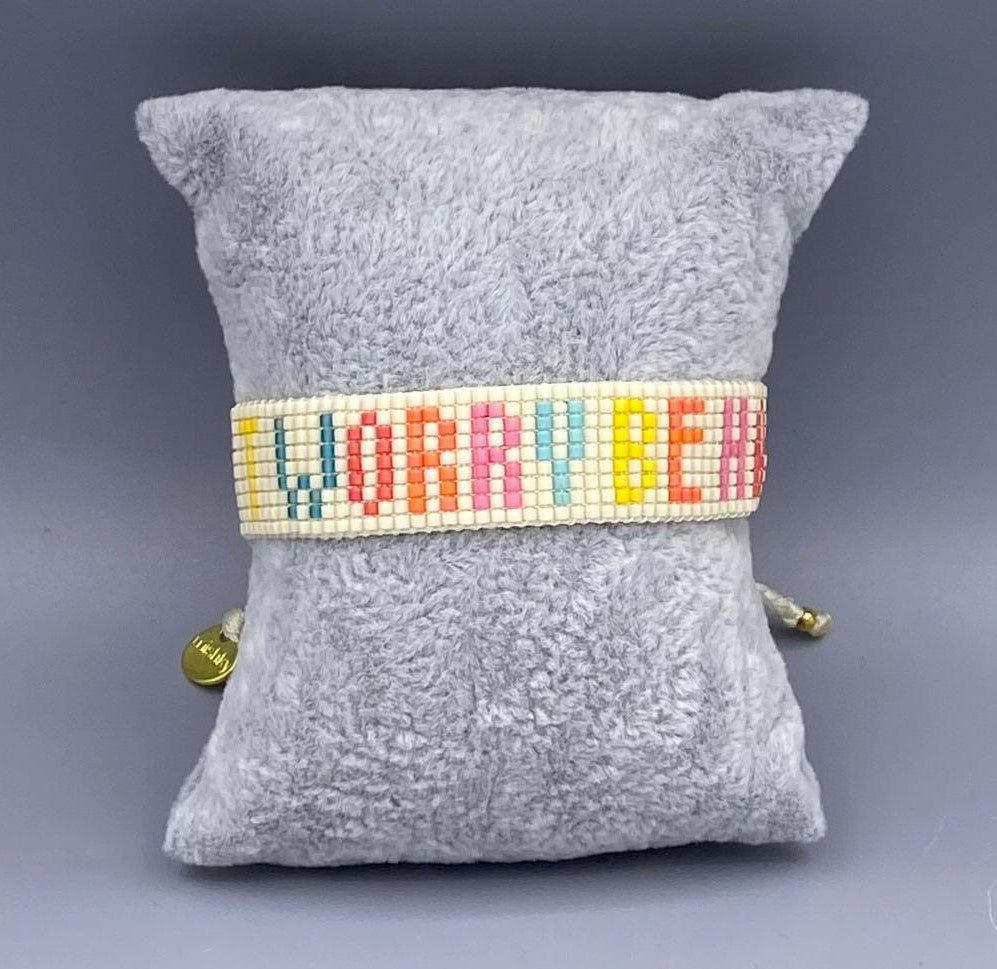 Dont Worry Be Happy سوار من الخرز المضفر - Brown Loft