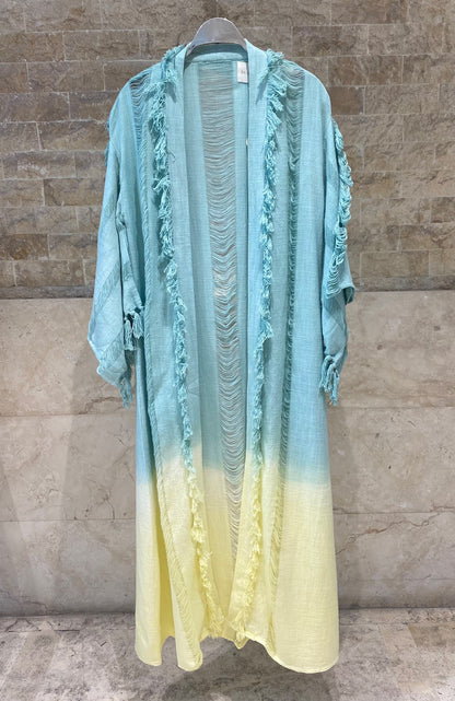 Dore Fringed Tie Dye Kimono