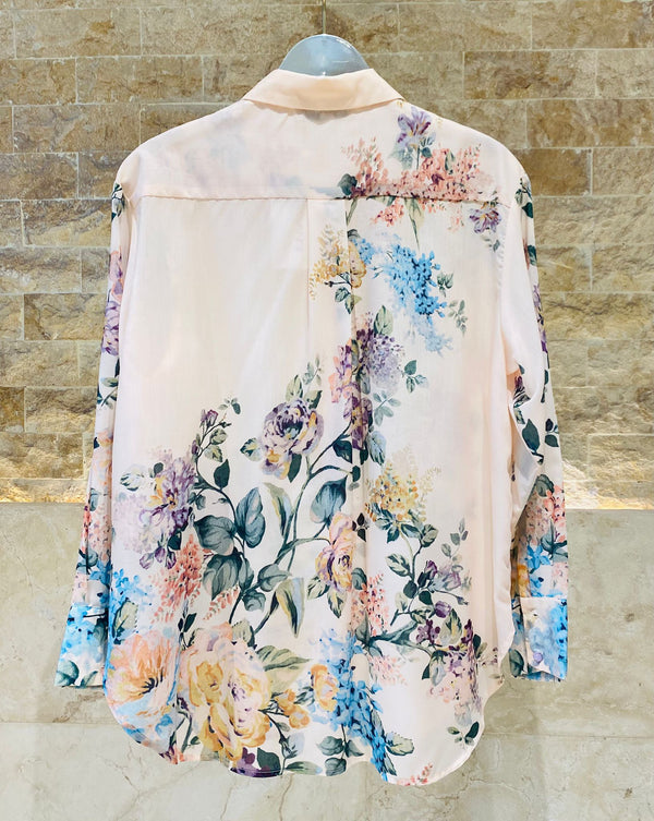 Dorine Floral Print Semi Sheer Shirt قميص شبه شفاف بطبعة زهور