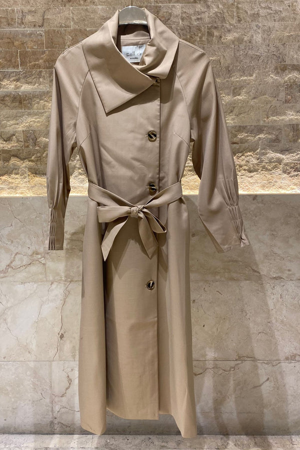 EA-24W364  Belted Trench Coat Dress فستان معطف واقٍ من المطر بحزام