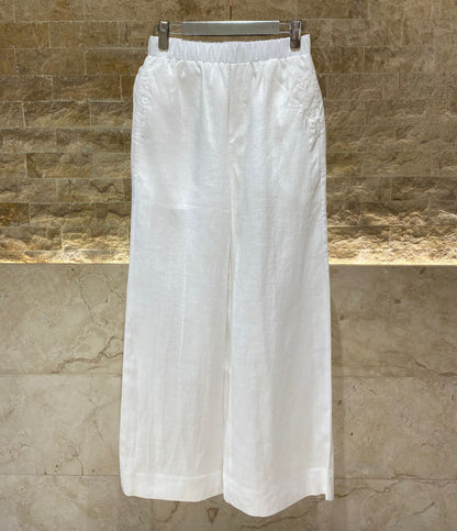 EA-25S-857 Elastic Waistband Wide Leg Linen Pants - Brown Loft