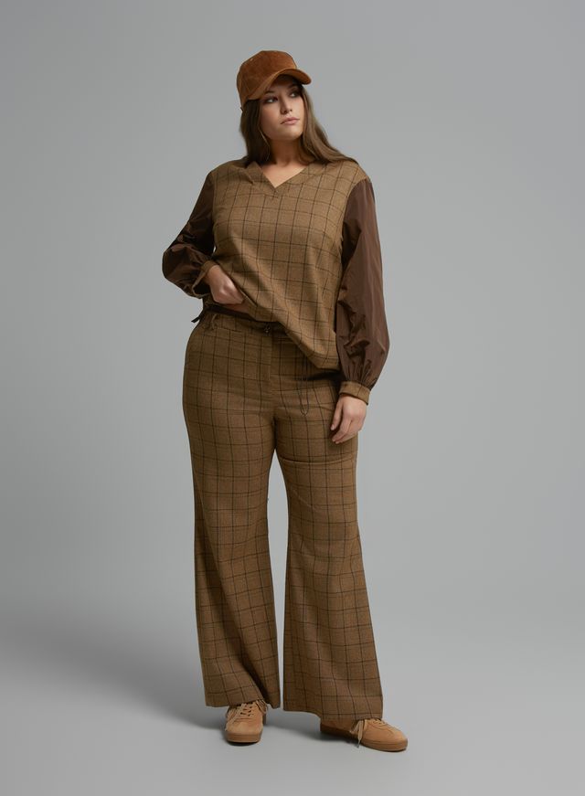 Checked Knit Top &amp; Wide-Leg Trouser 8601.1016/2037