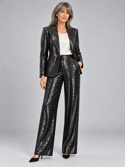 Black Sequin Jacket and Trouser Set 33858/33859