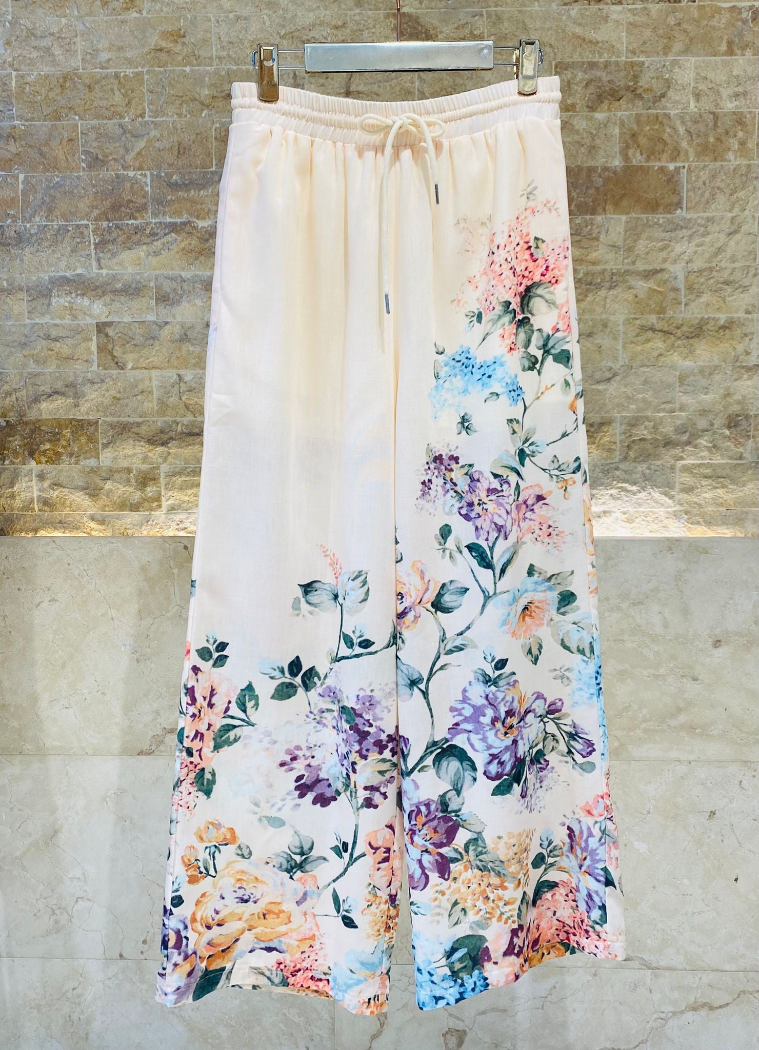 Faustine Floral Print Linen Pants بنطال كتان بطبعة زهور - Brown Loft