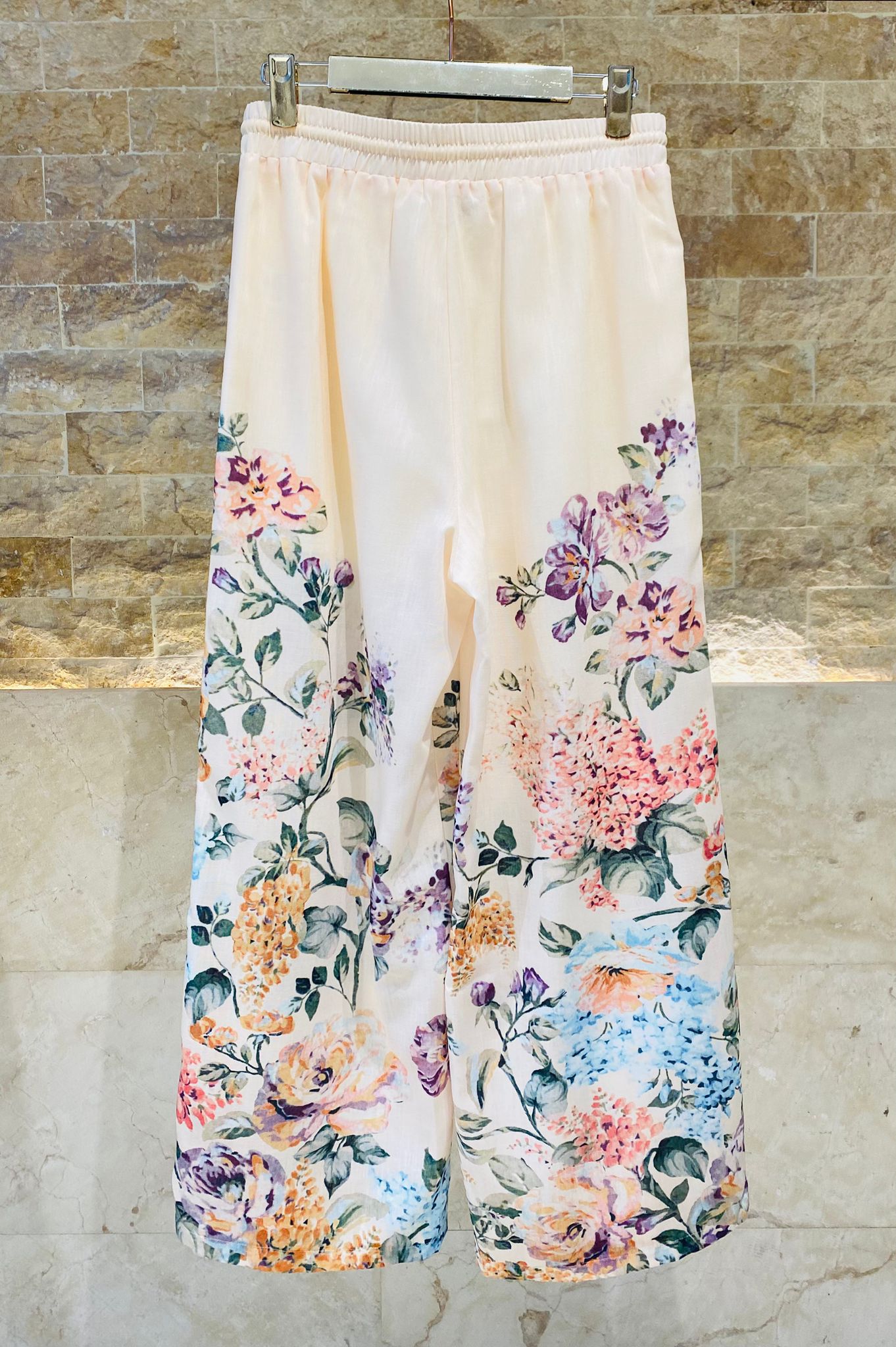 Faustine Floral Print Linen Pants بنطال كتان بطبعة زهور - Brown Loft