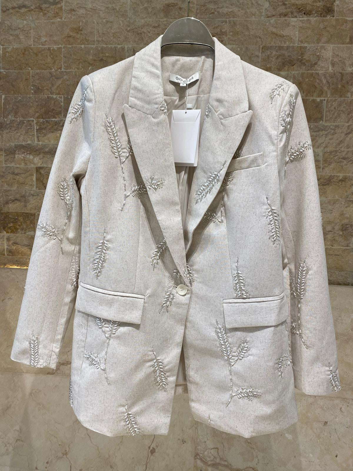 Fenty Embroidered Linen Jacket جاكيت من الكتان المطرز - Brown Loft