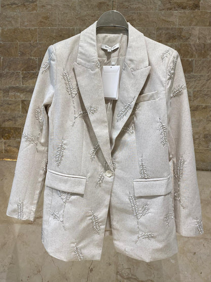 Fenty Embroidered Linen Jacket جاكيت من الكتان المطرز - Brown Loft