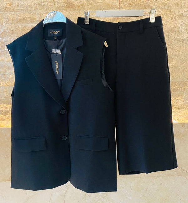 G26012 SET Tailored Vest and Bermuda Short سترة مصممة خصيصًا وشورت برمودا