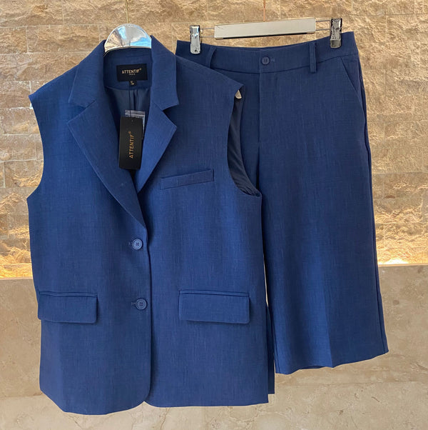 G26012 SET Tailored Vest and Bermuda Short سترة مصممة خصيصًا وشورت برمودا