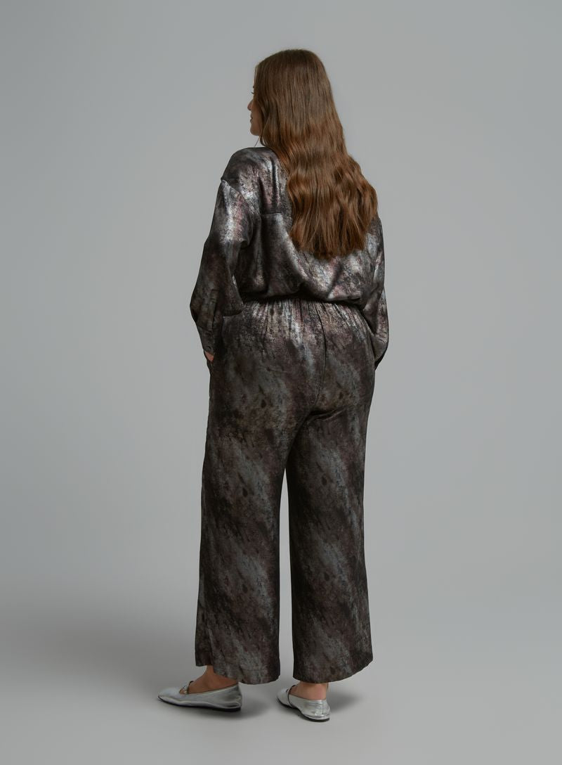 Printed Satin Shirt &amp; Wide-Leg Trousers Set 8601.3059/2079
