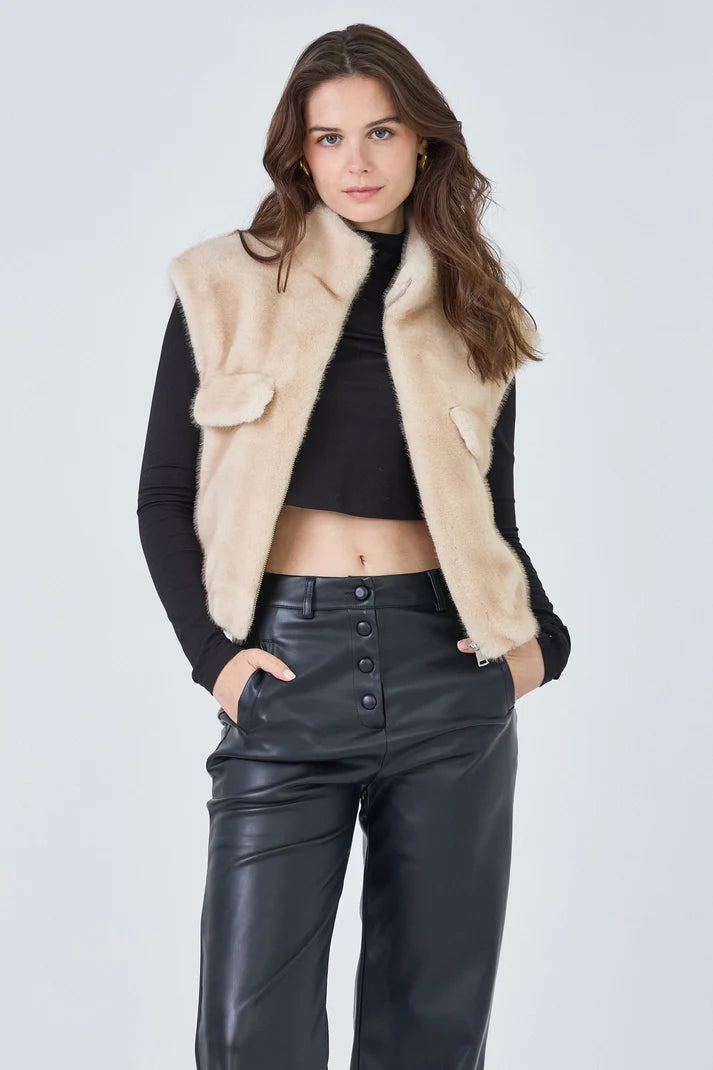 Gaby Plain Faux Fur Vest