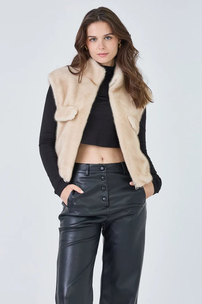 Gaby Plain Faux Fur Vest