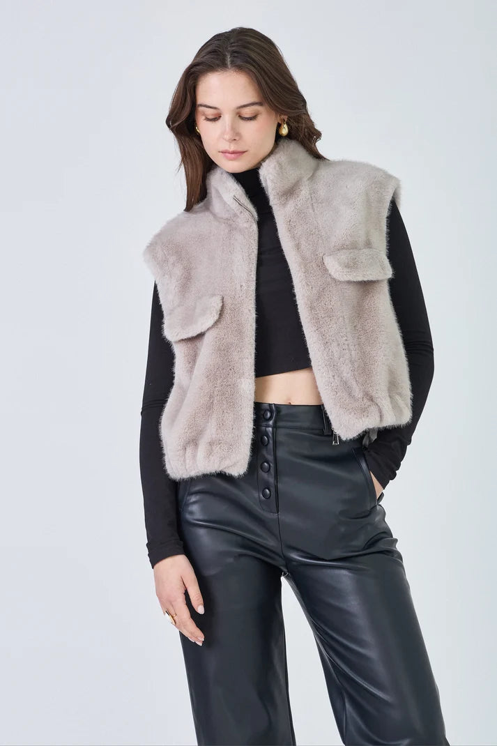 Gaby Plain Faux Fur Vest