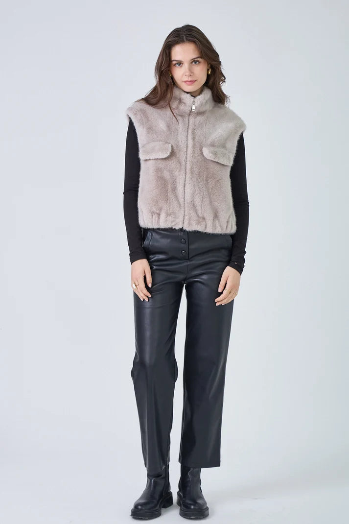 Gaby Plain Faux Fur Vest