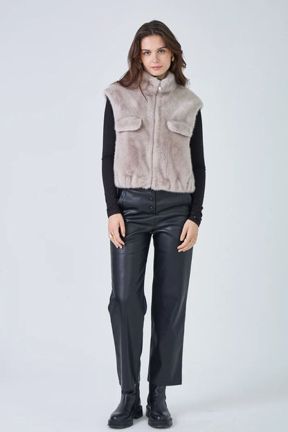 Gaby Plain Faux Fur Vest