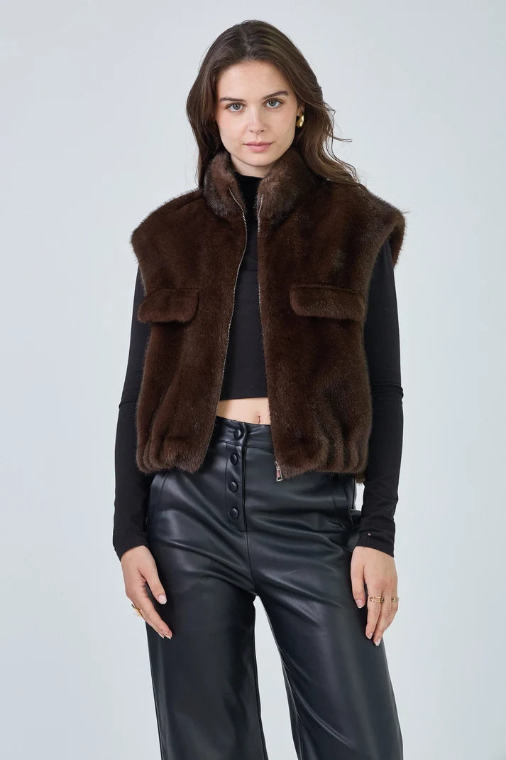 Gaby Plain Faux Fur Vest