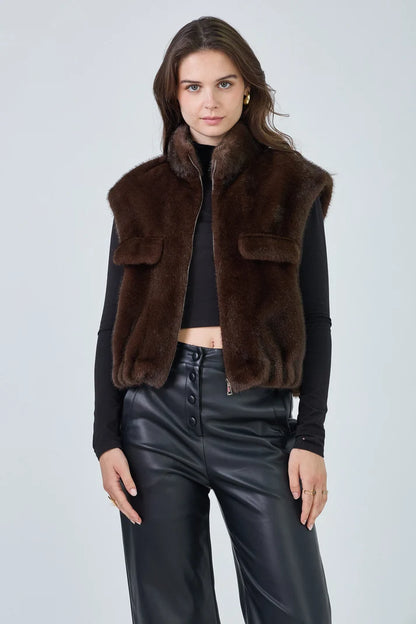 Gaby Plain Faux Fur Vest