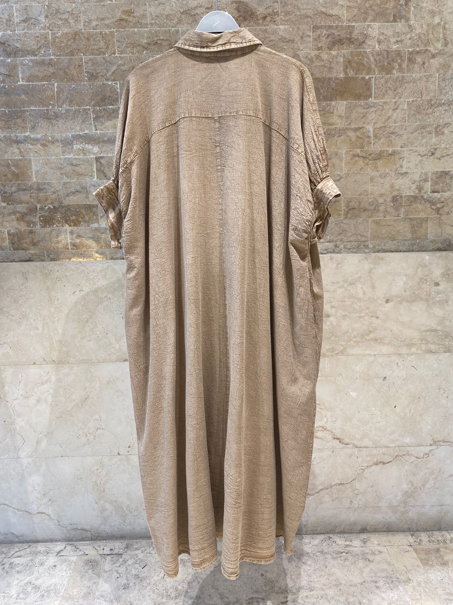Galene Linen Blend Oversized Long Dress - Brown Loft
