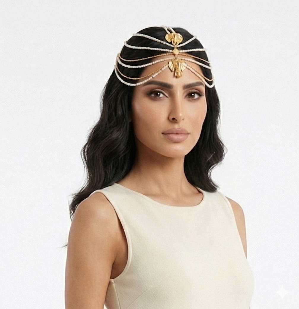 MOD 74 Pearl and Chain Hair Accessories إكسسوارات شعر من اللؤلؤ والسلسلة - Brown Loft