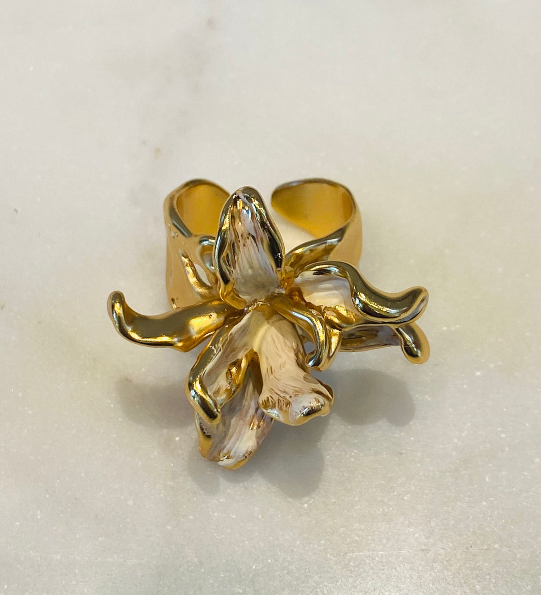 Gia Ring بتلات الزهور حلقة مفتوحة