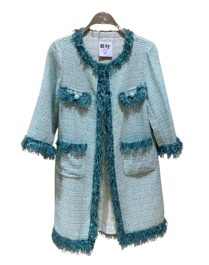 Knitted Feather Long Coat - 4SB/TD5/G751 - Brown Loft