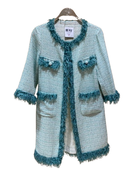 4SB/TD5/G751 Knitted Feather Long Coat محبوك ريشة معطف طويل