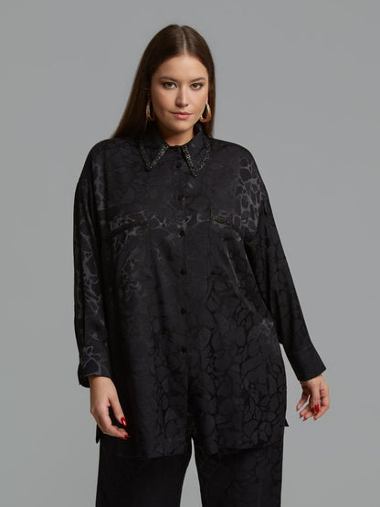 Lace Detail Shirt &amp; Wide-Leg Pants Set 8601.3060/2080