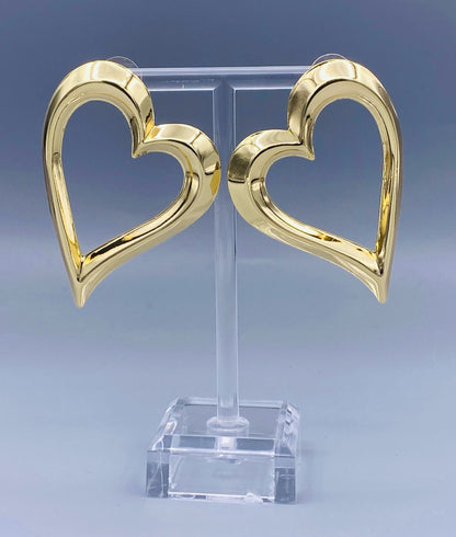 Rustic Big Heart Earrings - KP093