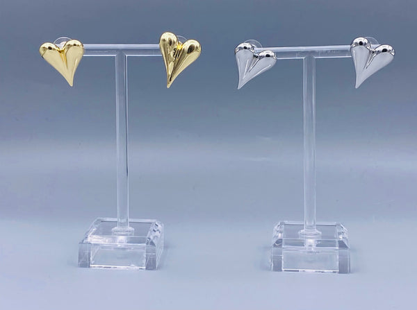 KP004 Puffy Heart Earrings منتفخ القلب الأقراط