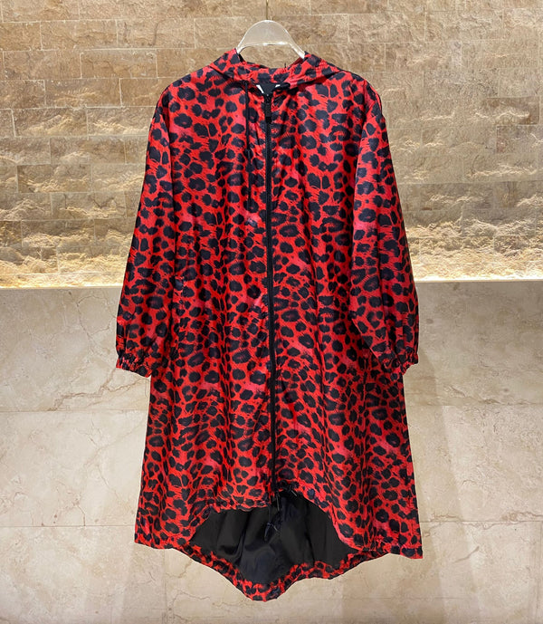 MF2401001 (Hooded Animal Print Oversized Raincoat) مقنعين طباعة الحيوان المتضخم معطف واق من المطر