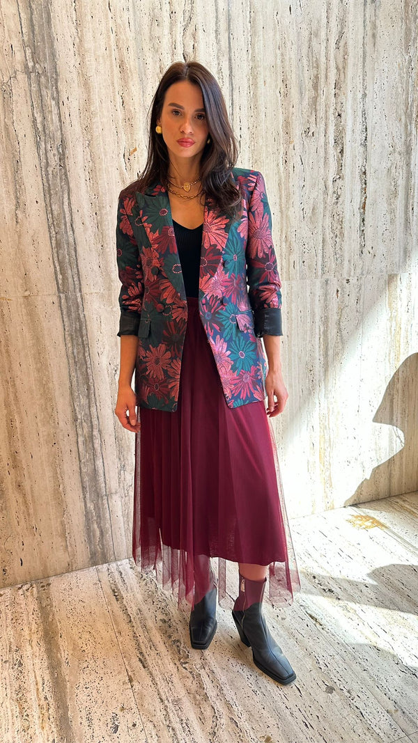 MF2402009 (Multicolor Jacquard Floral Jacket)سترة جاكار زهرية متعددة الألوان