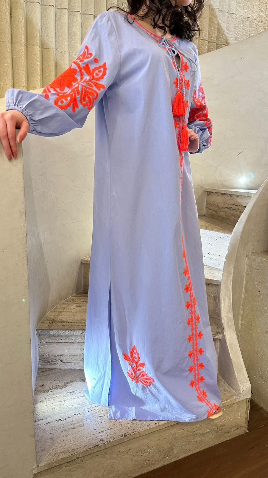 Long Kaftan Dress - AWSS-187 - Brown Loft