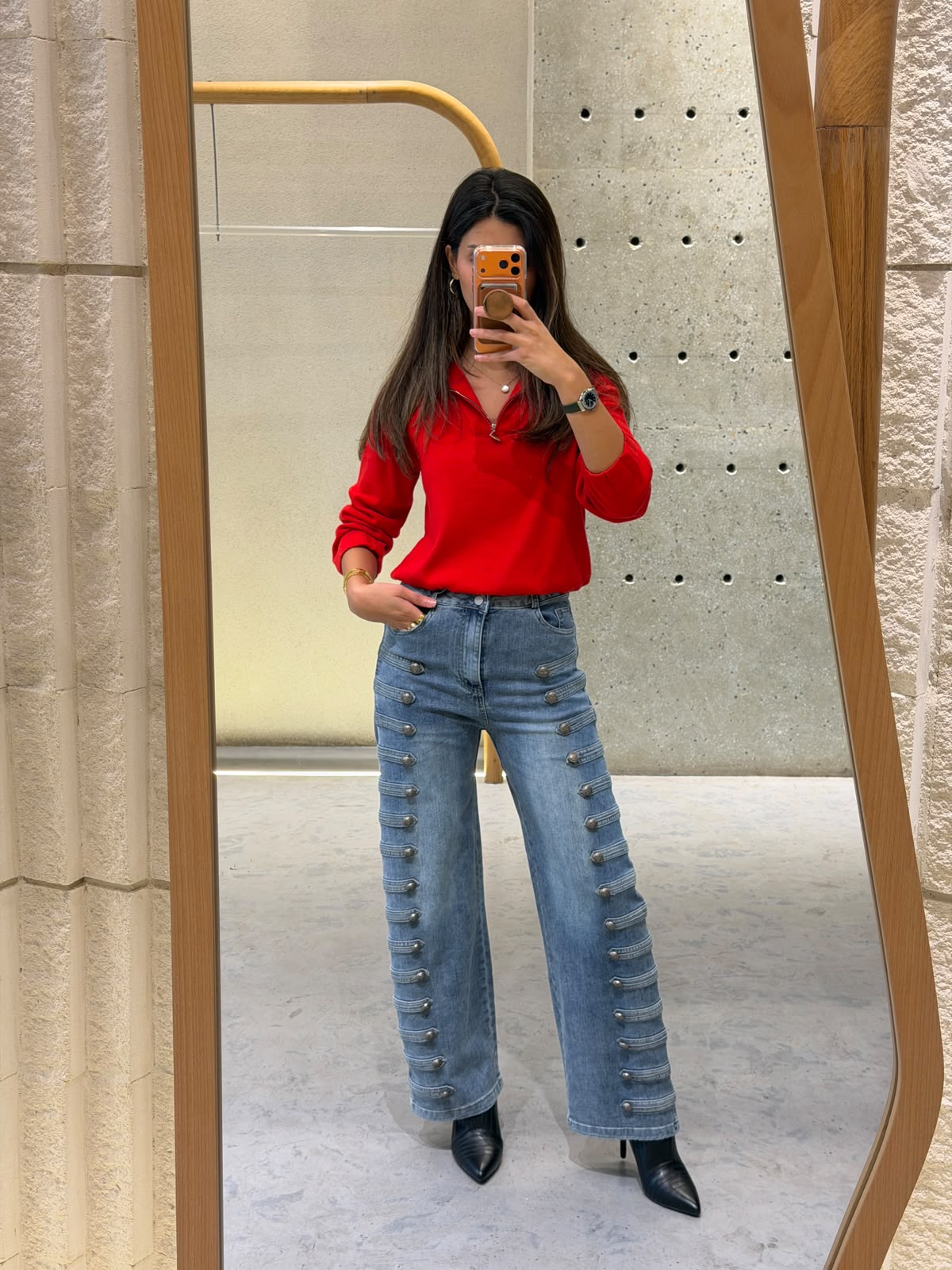 Button-Detail Wide-Leg Jeans JM22852