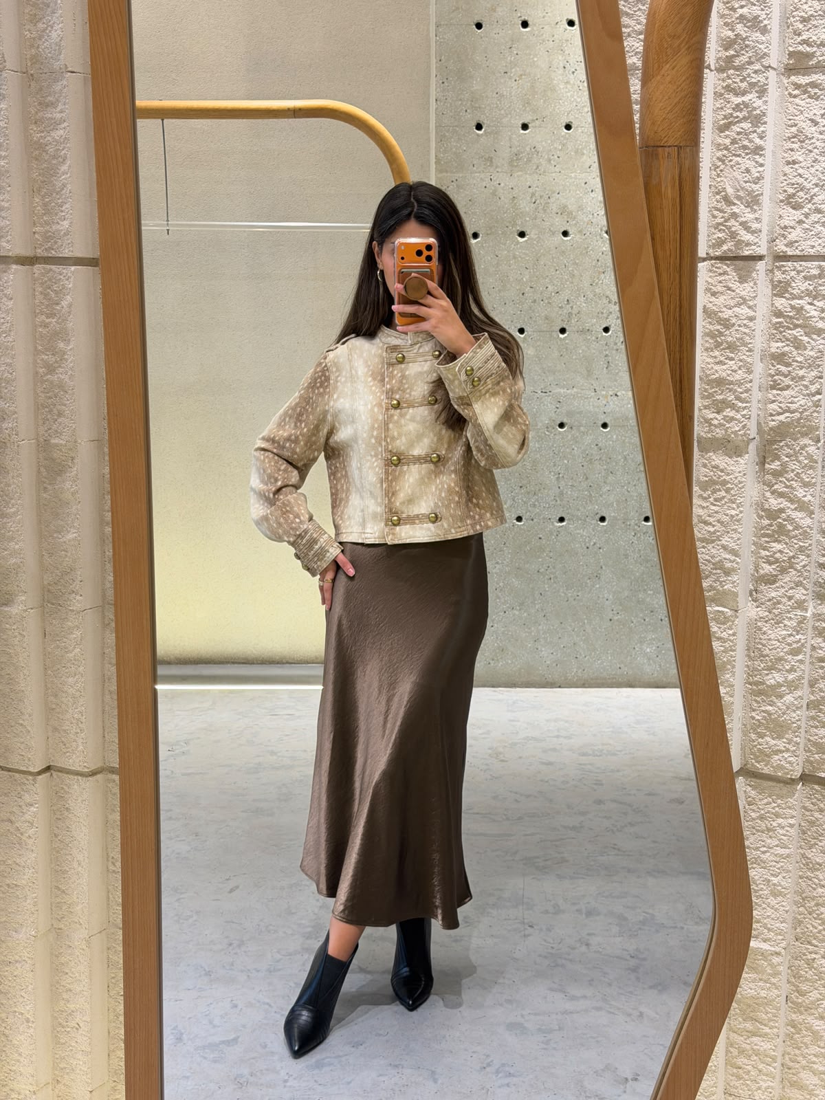 Satin A-Line Midi Skirt WH53055
