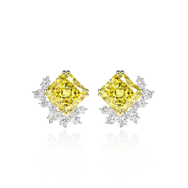 Yellow Diamond Stud Earrings أقراط الماس الأصفر