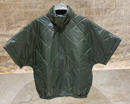 MJ85030 Zip-Up High Neck Quilted Jacket - Brown Loft