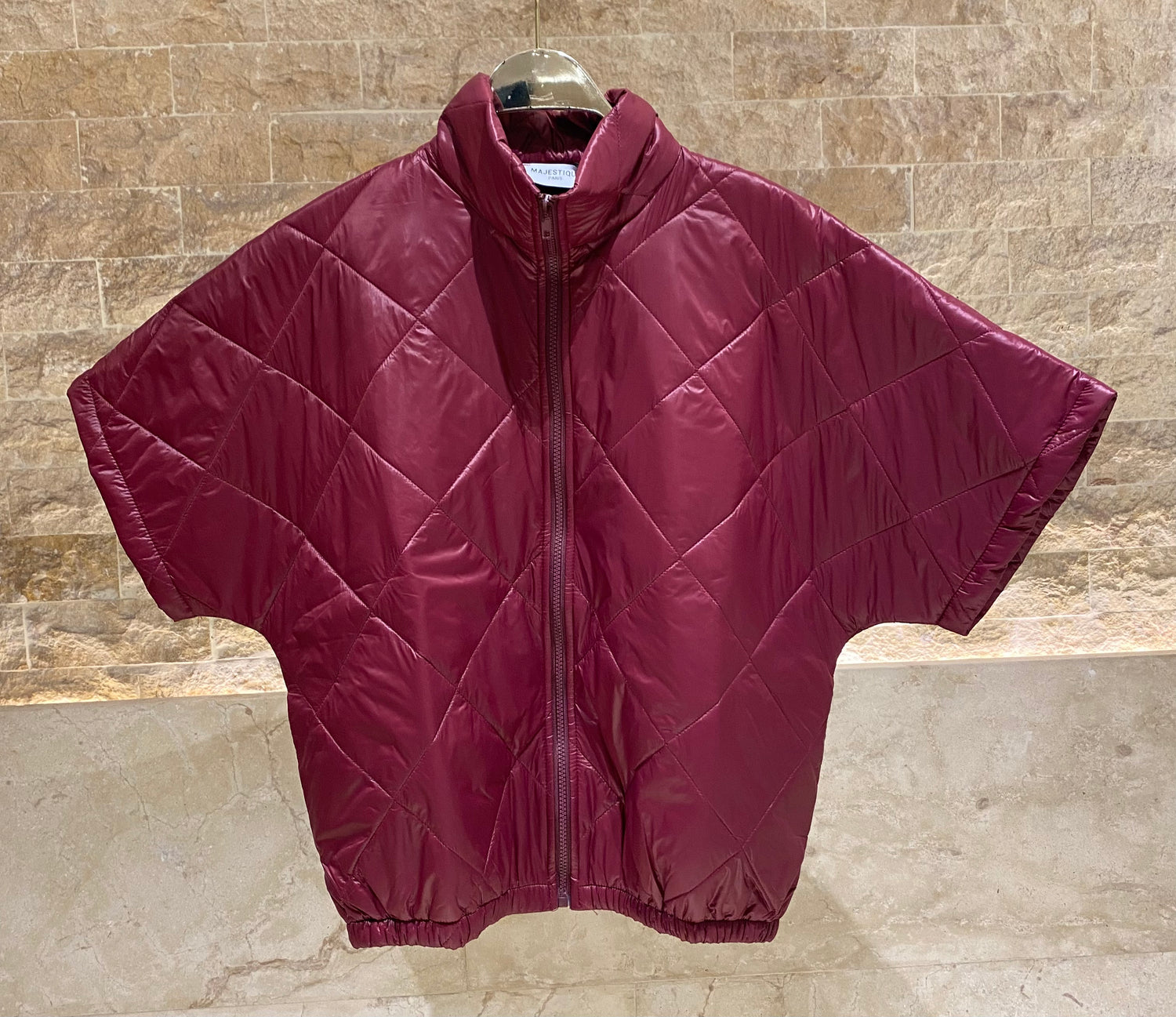 MJ85030 Zip-Up High Neck Quilted Jacket - Brown Loft