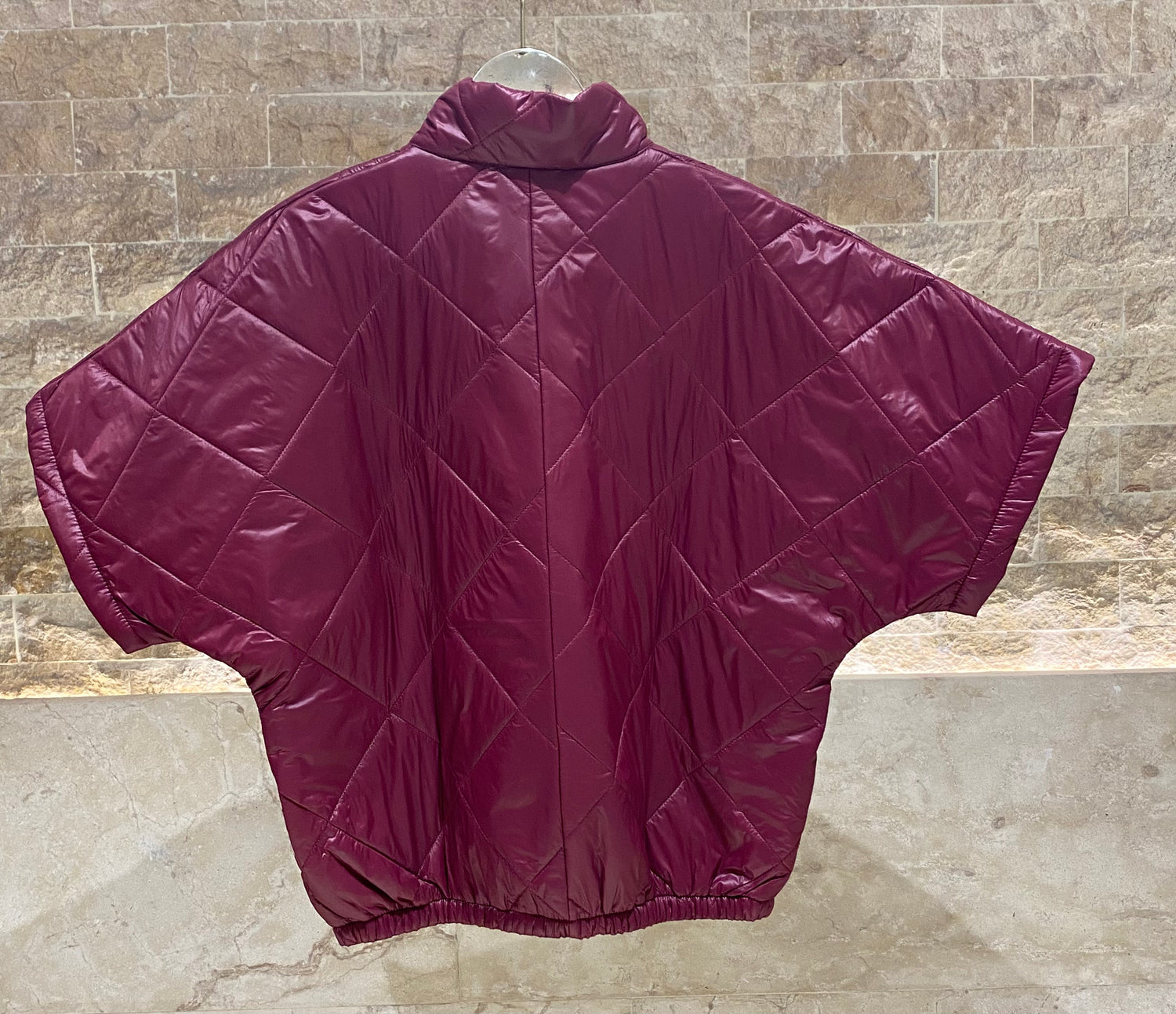 MJ85030 Zip-Up High Neck Quilted Jacket - Brown Loft