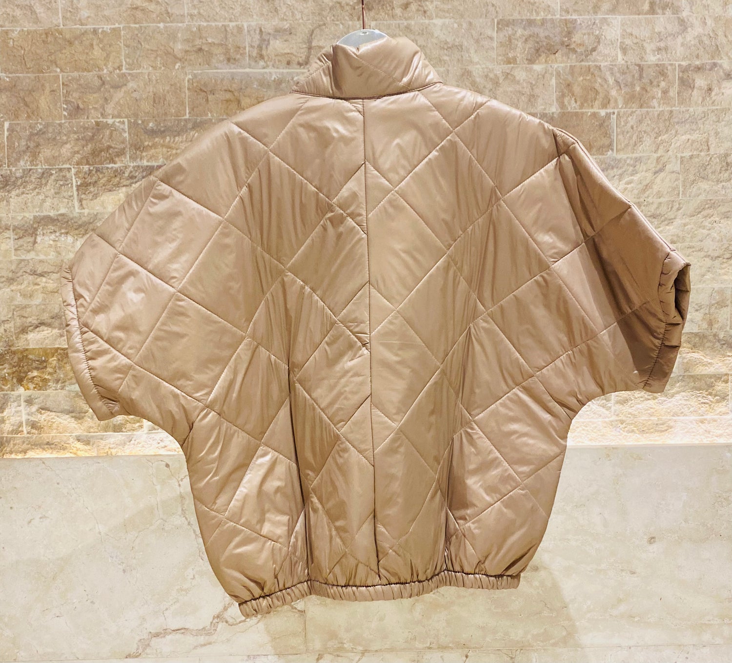 MJ85030 Zip-Up High Neck Quilted Jacket - Brown Loft