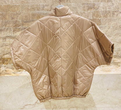 MJ85030 Zip-Up High Neck Quilted Jacket - Brown Loft